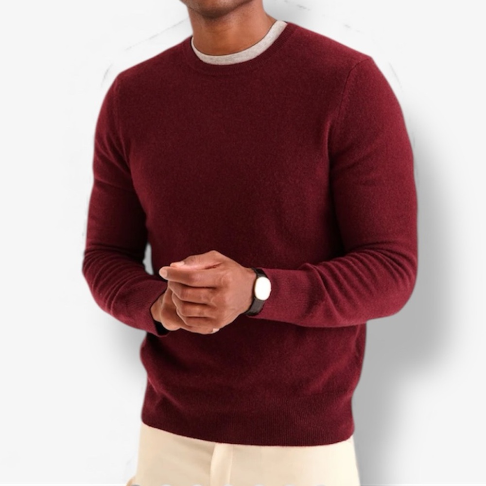 Banana Republic 100% Cashmere Men's Burgundy Crewneck Sweater
